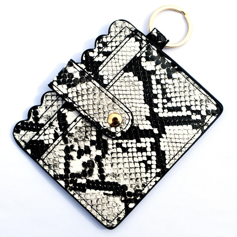 Leopard/Flower/butterfly Patterns Women Slim Credit Card Holder Mini Front Pocket Wallet Coin Purse Keychain