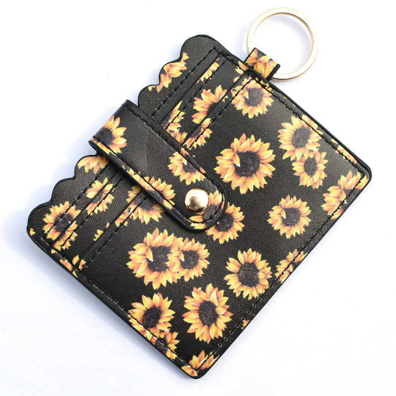 Leopard/Flower/butterfly Patterns Women Slim Credit Card Holder Mini Front Pocket Wallet Coin Purse Keychain