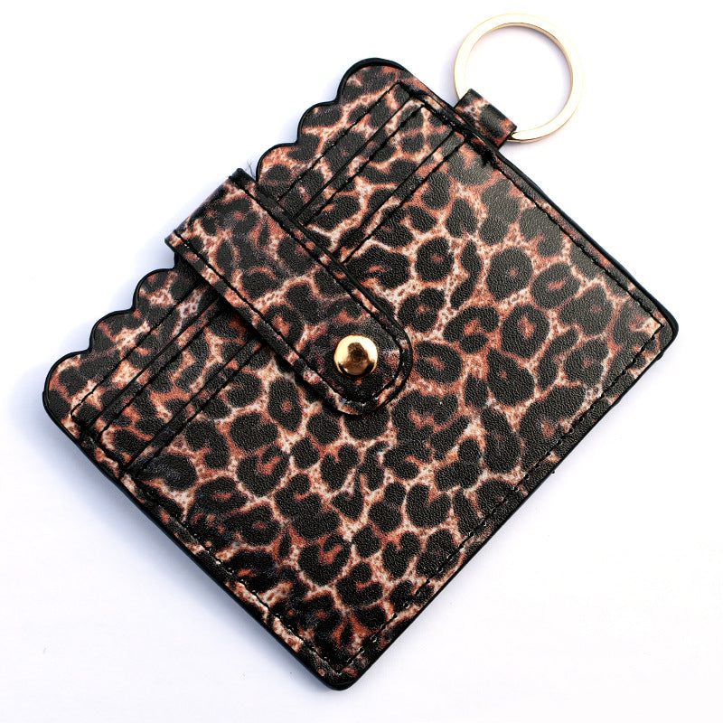 Leopard/Flower/butterfly Patterns Women Slim Credit Card Holder Mini Front Pocket Wallet Coin Purse Keychain