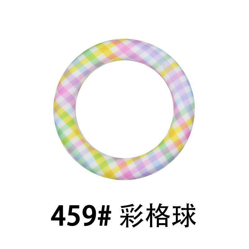 65mm Silicone Printed Ring, Round Silicone Solid Glitter Ring with 2 hole,Silicone beadable O rings,Silicone Loop for Car Hanging Charm Making