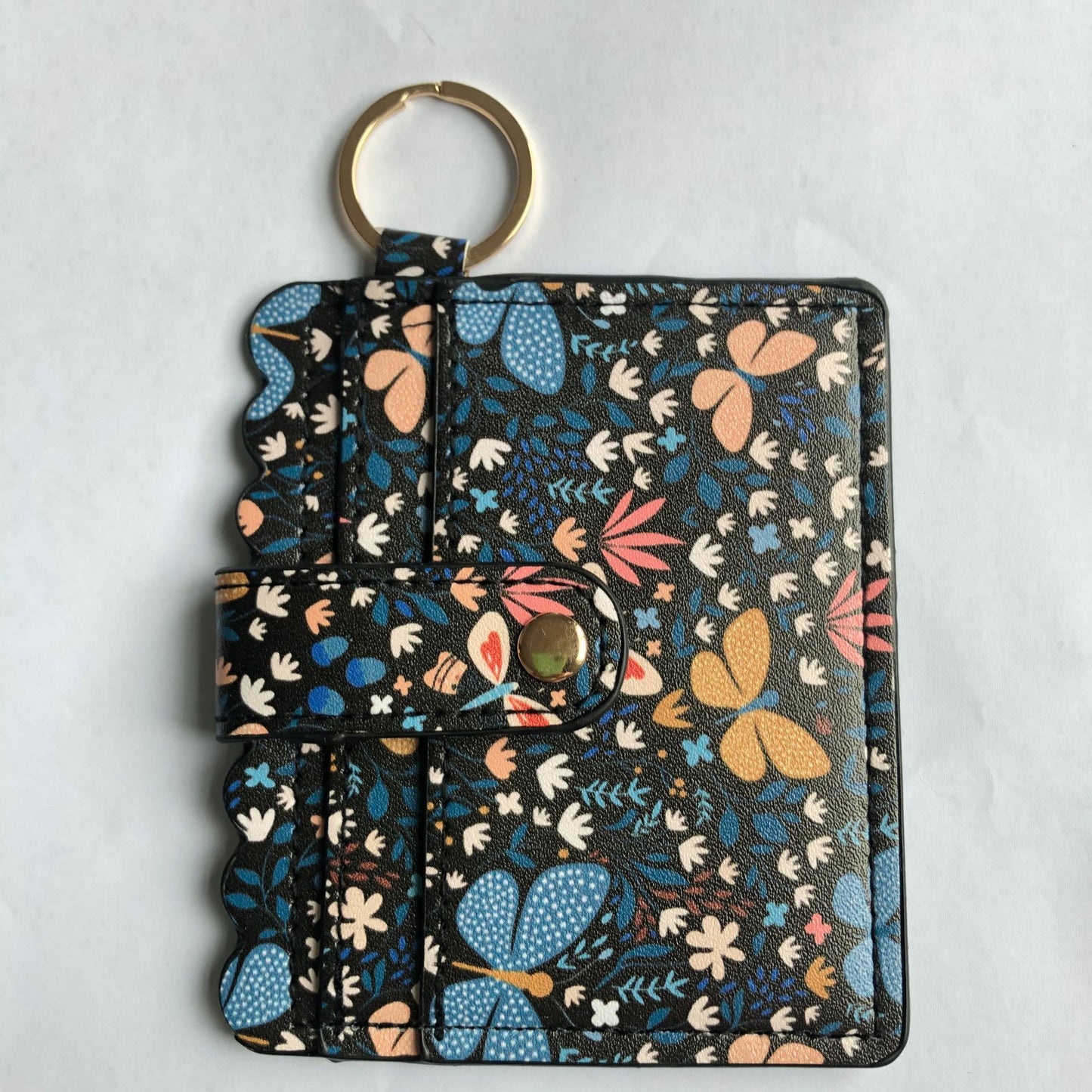 Leopard/Flower/butterfly Patterns Women Slim Credit Card Holder Mini Front Pocket Wallet Coin Purse Keychain