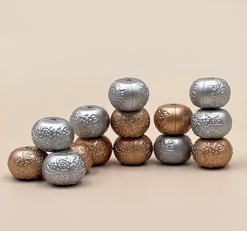 14mm Silicone Embossed Decorative Abacus Beads for DIY stuff beadable pen, DIY jewelry making, necklaces, bracelets, keychains, and handicraft materials