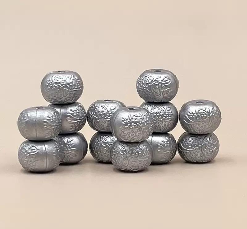 14mm Silicone Embossed Decorative Abacus Beads for DIY stuff beadable pen, DIY jewelry making, necklaces, bracelets, keychains, and handicraft materials