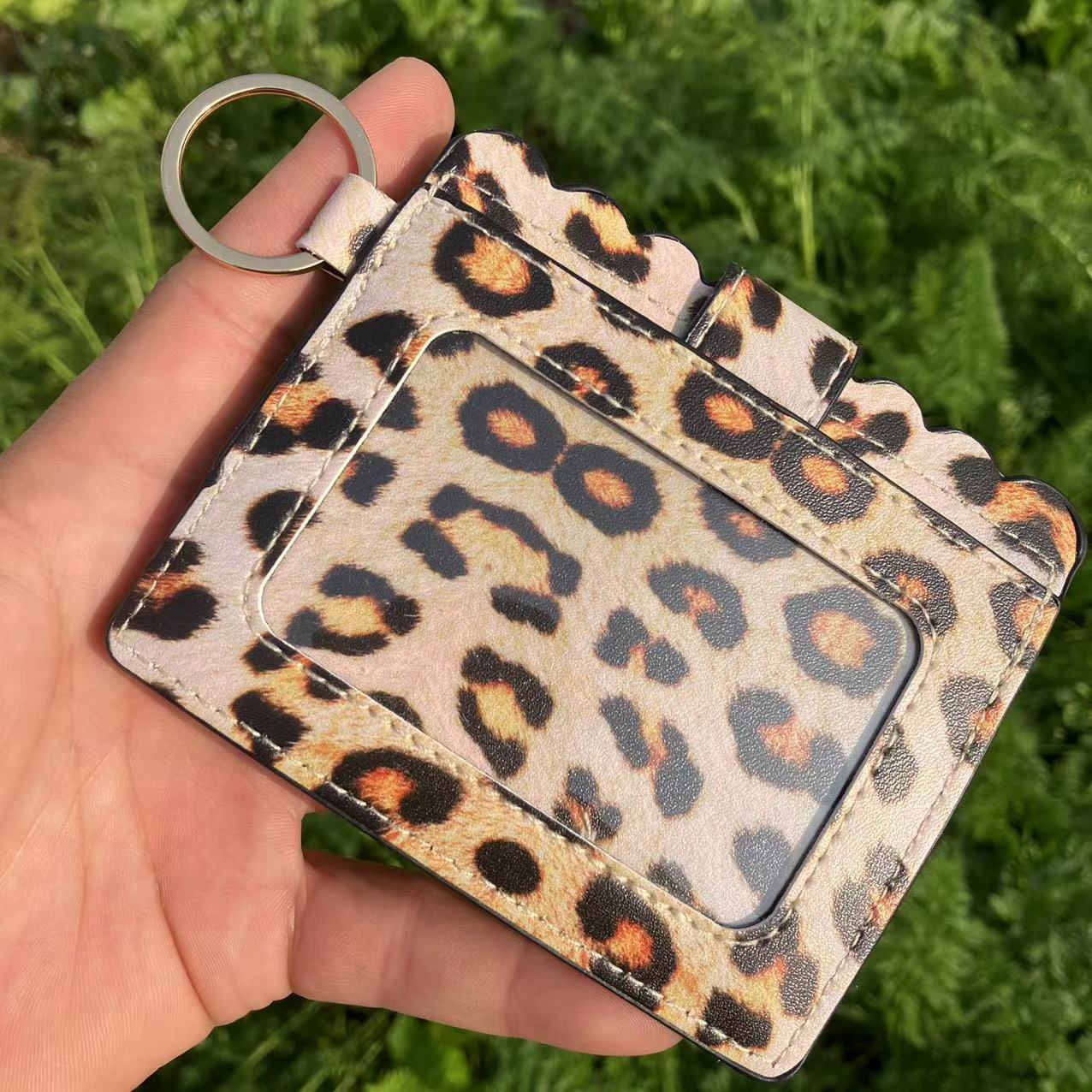Leopard/Flower/butterfly Patterns Women Slim Credit Card Holder Mini Front Pocket Wallet Coin Purse Keychain