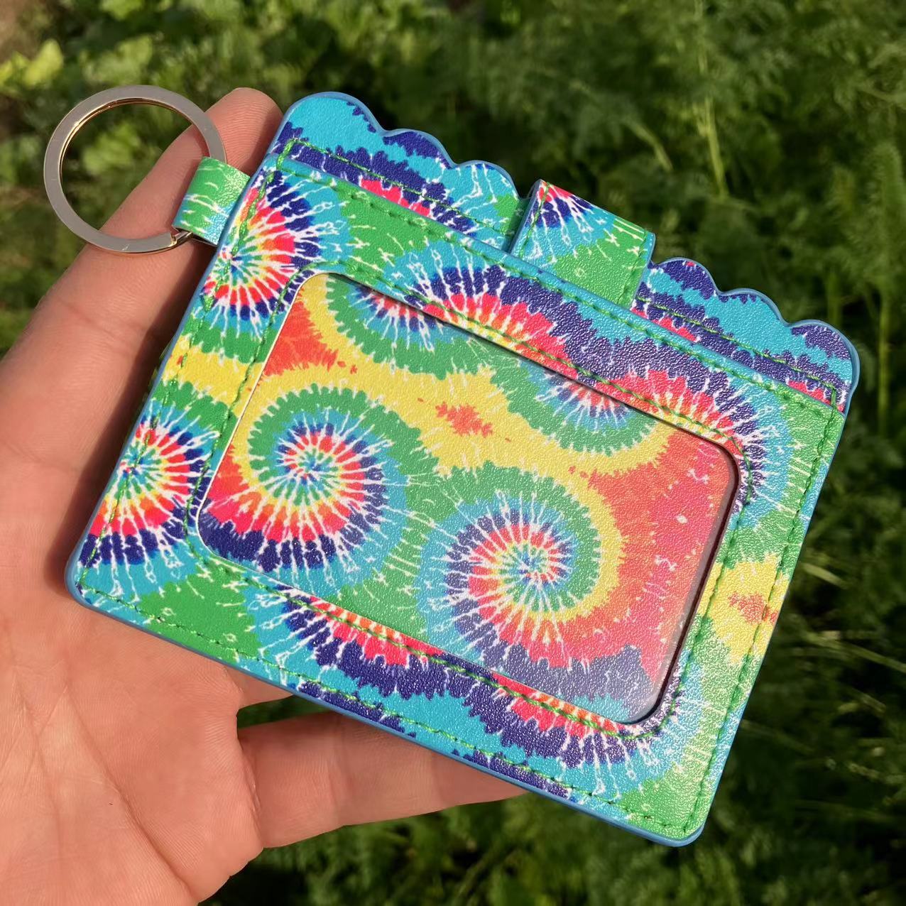 Leopard/Flower/butterfly Patterns Women Slim Credit Card Holder Mini Front Pocket Wallet Coin Purse Keychain