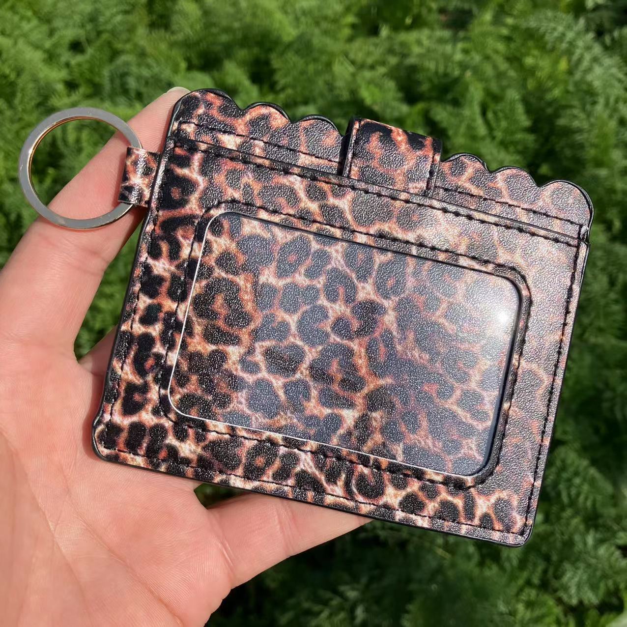 Leopard/Flower/butterfly Patterns Women Slim Credit Card Holder Mini Front Pocket Wallet Coin Purse Keychain