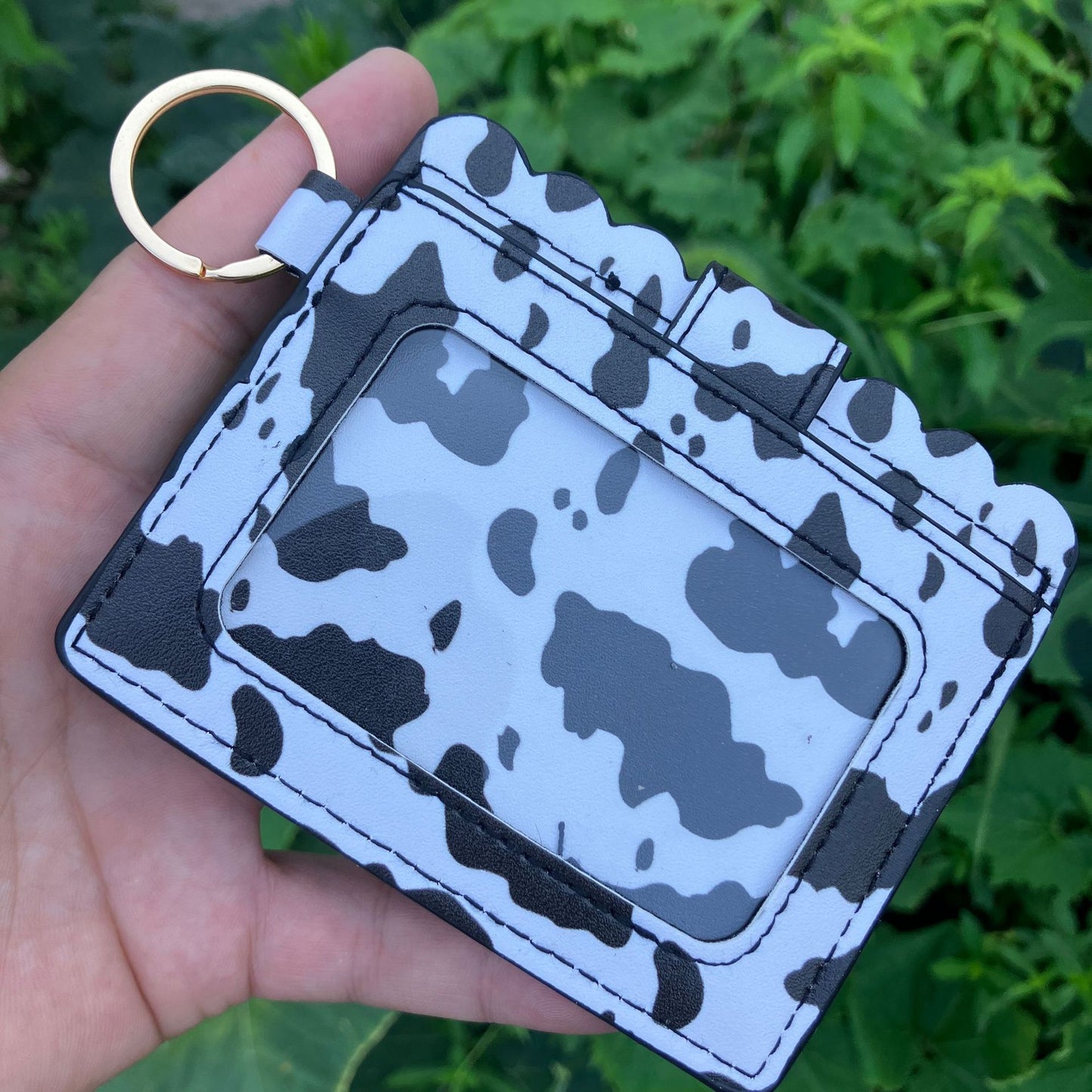 Leopard/Flower/butterfly Patterns Women Slim Credit Card Holder Mini Front Pocket Wallet Coin Purse Keychain