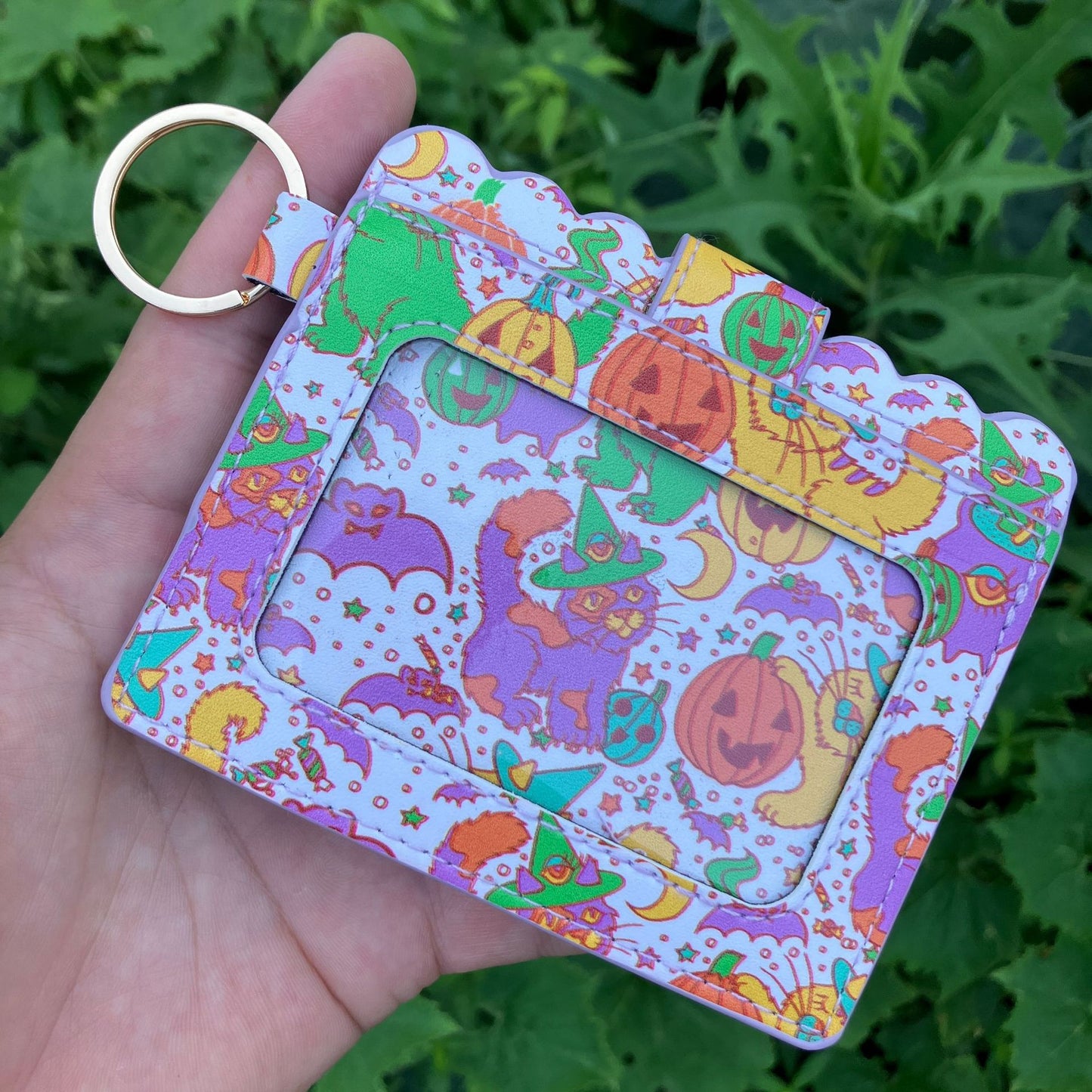 Leopard/Flower/butterfly Patterns Women Slim Credit Card Holder Mini Front Pocket Wallet Coin Purse Keychain