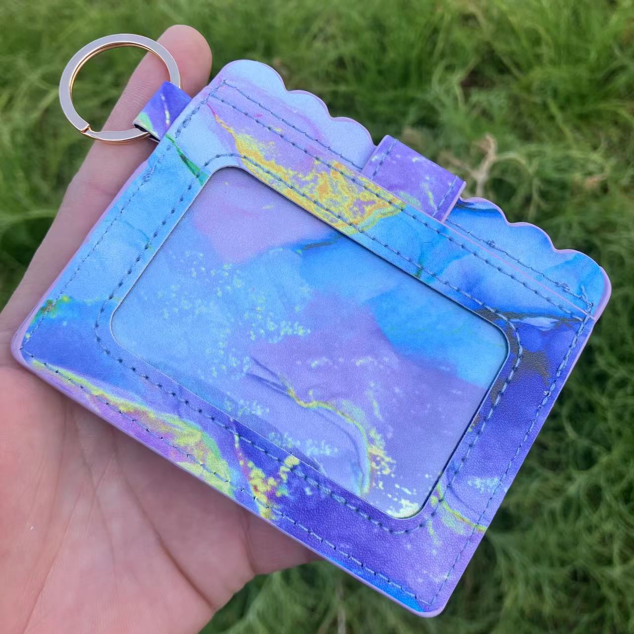 Leopard/Flower/butterfly Patterns Women Slim Credit Card Holder Mini Front Pocket Wallet Coin Purse Keychain