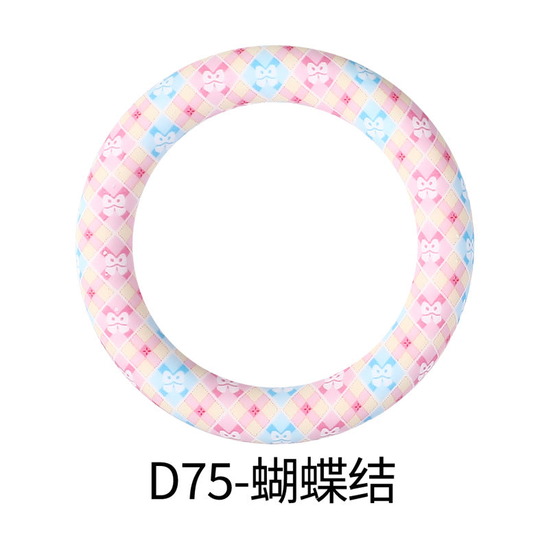 65mm Silicone Printed Ring, Round Silicone Solid Glitter Ring with 2 hole,Silicone beadable O rings,Silicone Loop for Car Hanging Charm Making