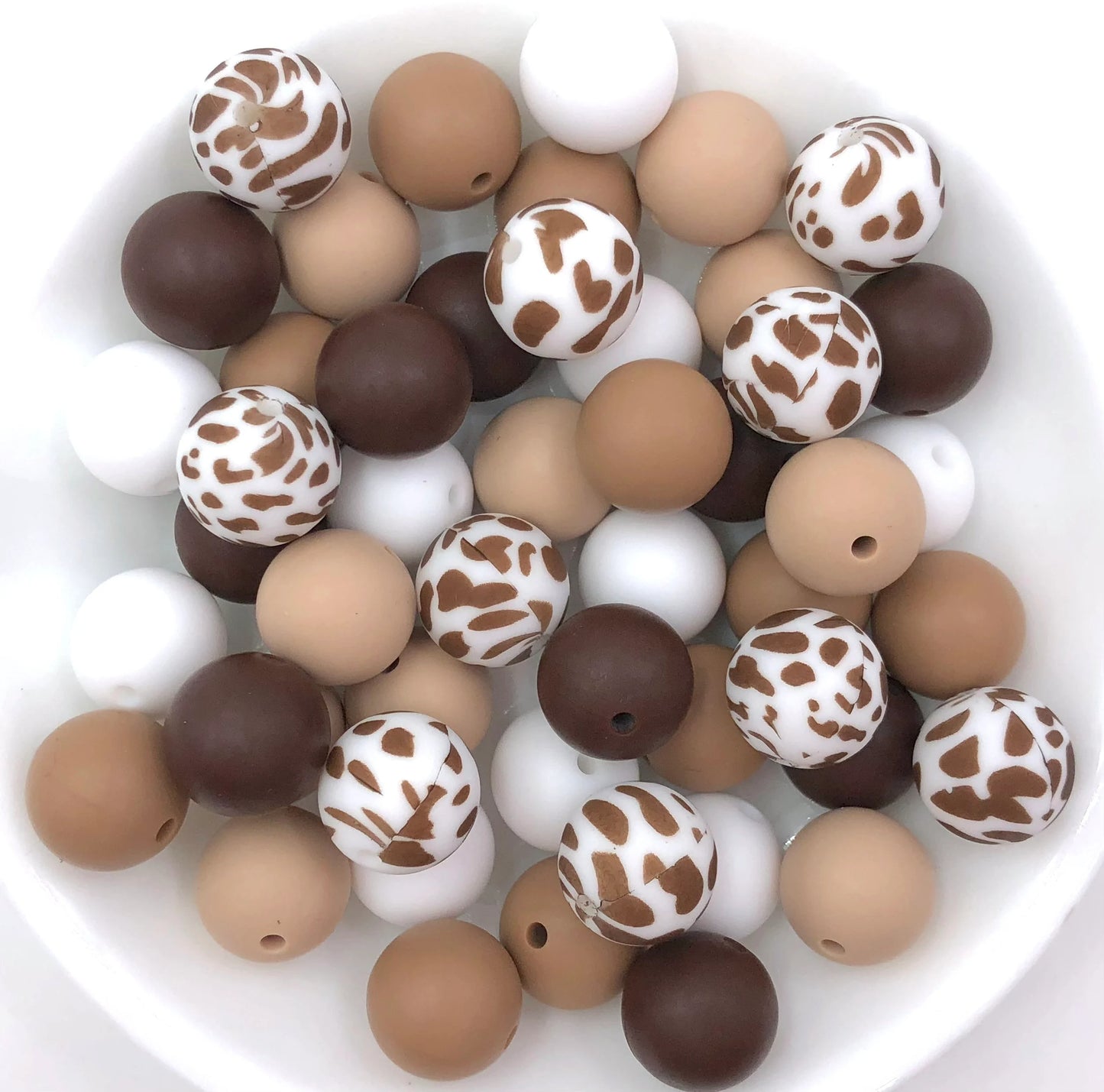 50pcs 15mm Silicone Solid and Printed Round Beads Mix Kits for Beadable Pen Keychain Car Charm Crafting Jewelry Making DIY Bracelet Wristlets Cup Charms Handmade Craft Supplies