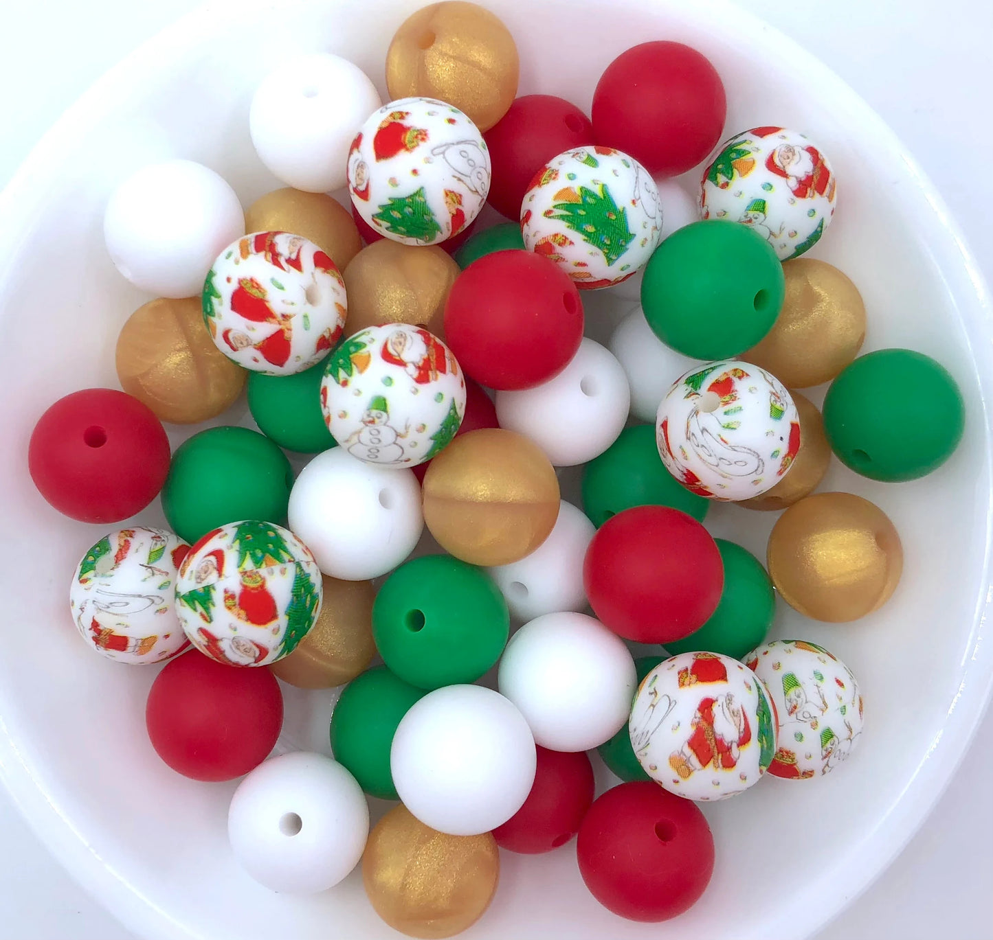 50pcs 15mm Silicone Solid and Printed Round Beads Mix Kits for Beadable Pen Keychain Car Charm Crafting Jewelry Making DIY Bracelet Wristlets Cup Charms Handmade Craft Supplies