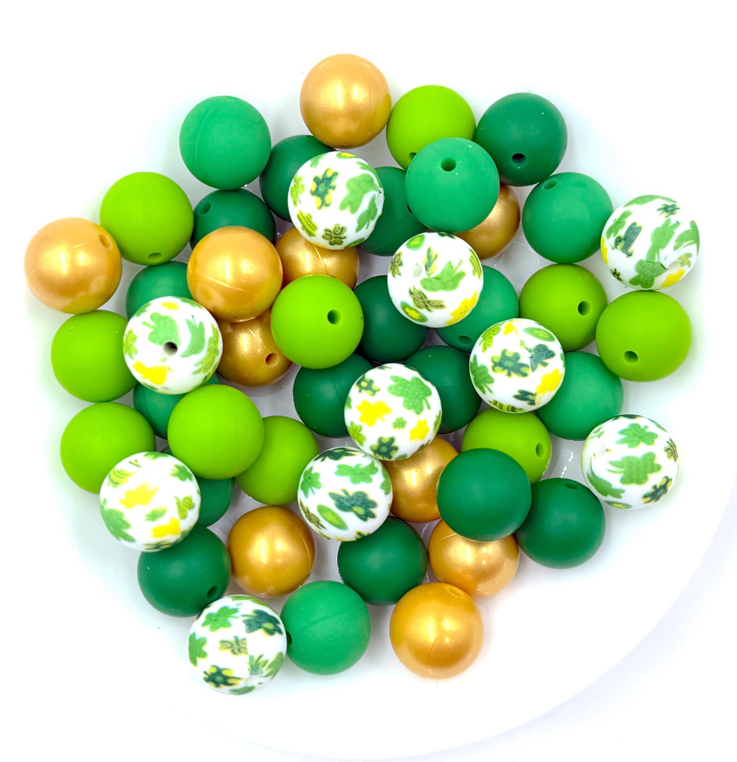 50pcs 15mm Silicone Solid and Printed Round Beads Mix Kits for Beadable Pen Keychain Car Charm Crafting Jewelry Making DIY Bracelet Wristlets Cup Charms Handmade Craft Supplies