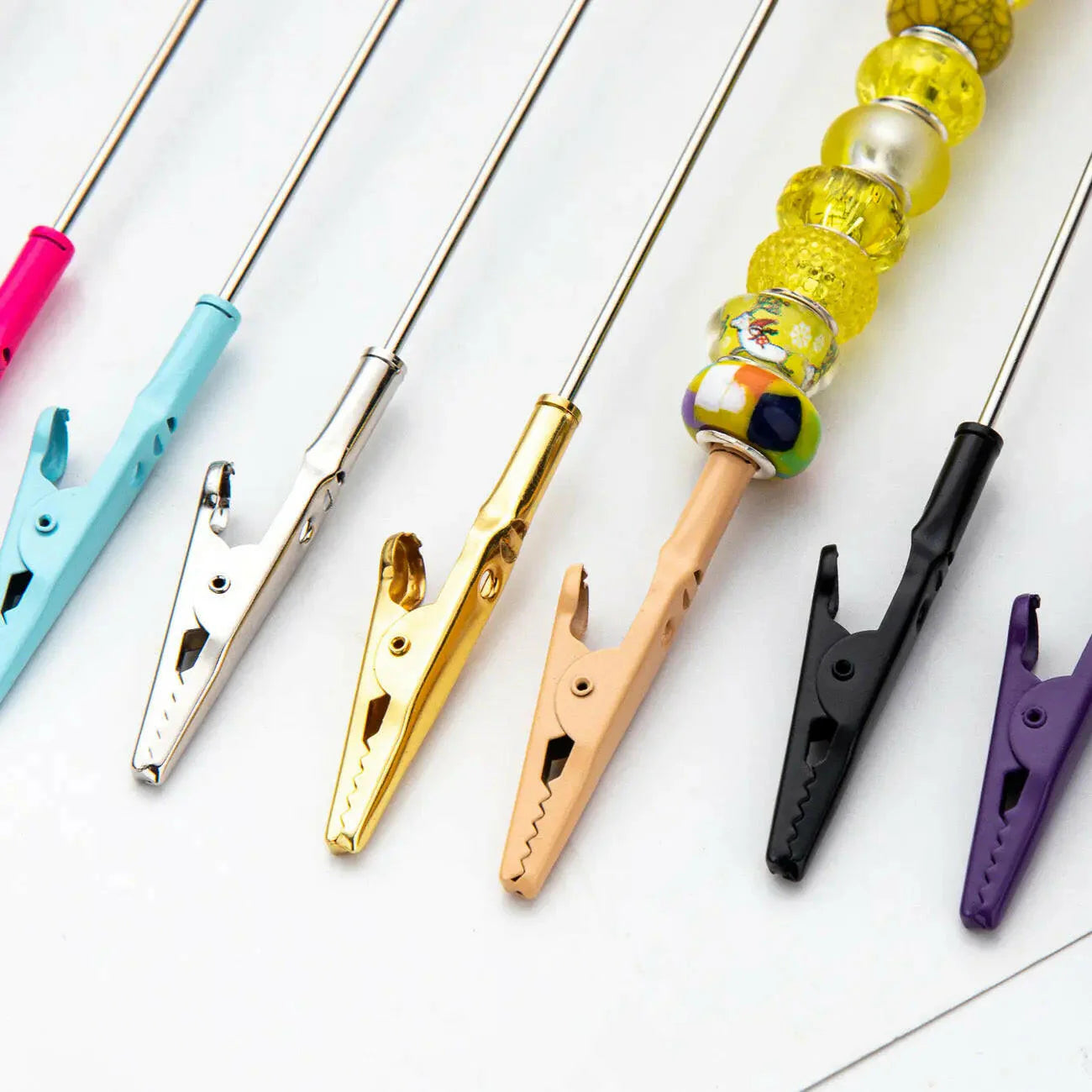DIY Metal Crocodile Clips with Beadable Keychain Bar for Notes Business Card Photo Holder