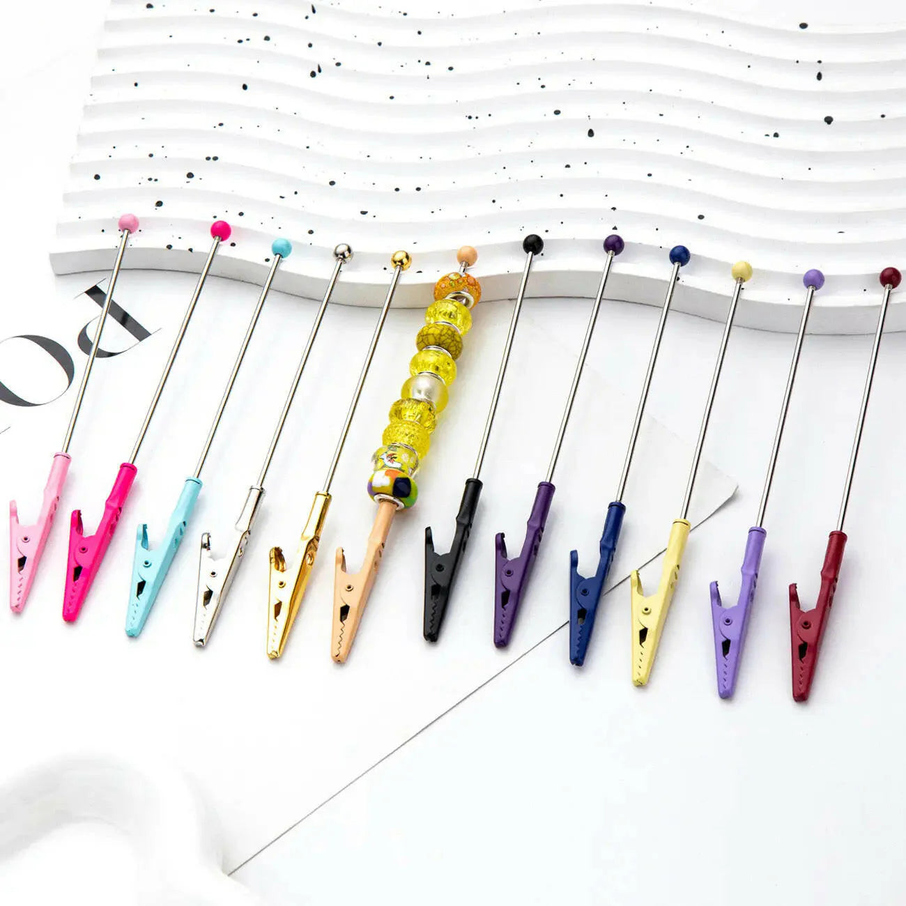 DIY Metal Crocodile Clips with Beadable Keychain Bar for Notes Business Card Photo Holder
