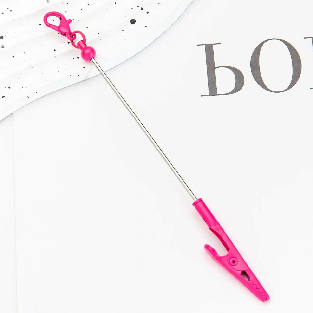 DIY Metal Crocodile Clips with Beadable Keychain Bar Mini Lobster Clasp for Notes Business Card Photo Holder