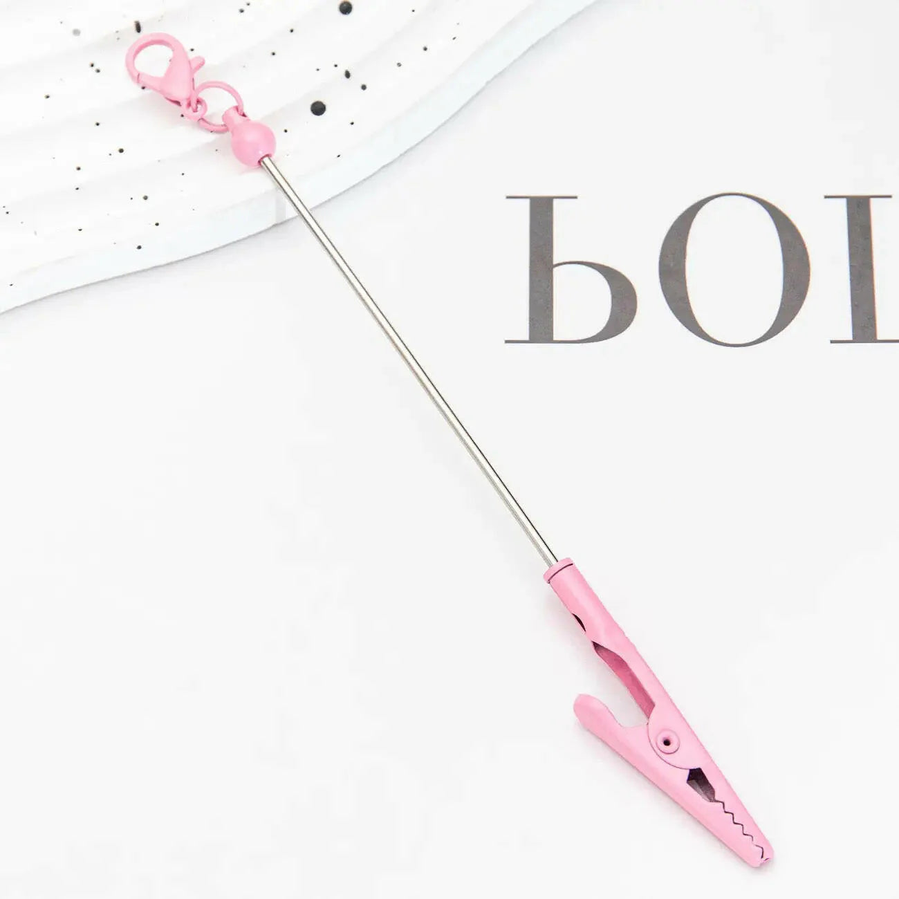 DIY Metal Crocodile Clips with Beadable Keychain Bar Mini Lobster Clasp for Notes Business Card Photo Holder