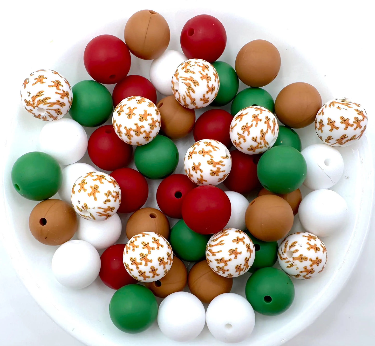 50pcs 15mm Silicone Solid and Printed Round Beads Mix Kits for Beadable Pen Keychain Car Charm Crafting Jewelry Making DIY Bracelet Wristlets Cup Charms Handmade Craft Supplies