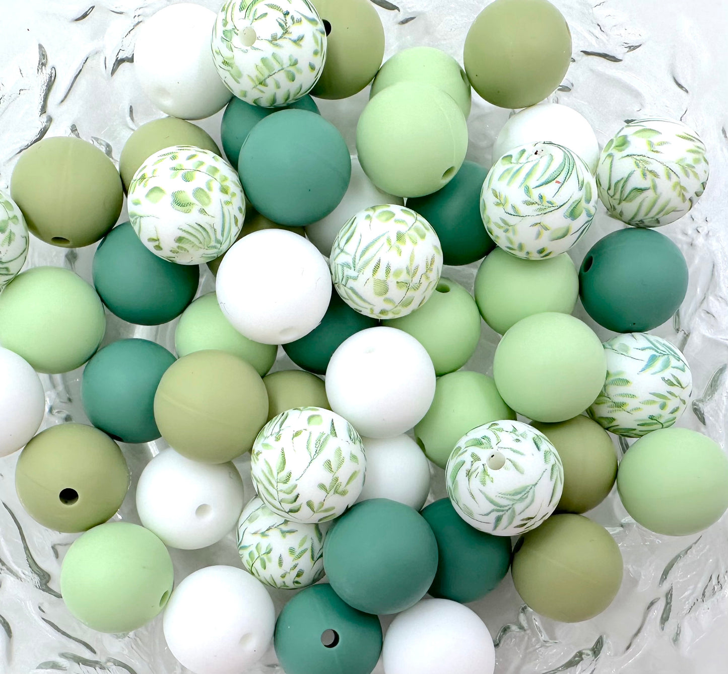 50pcs 15mm Silicone Solid and Printed Round Beads Mix Kits for Beadable Pen Keychain Car Charm Crafting Jewelry Making DIY Bracelet Wristlets Cup Charms Handmade Craft Supplies