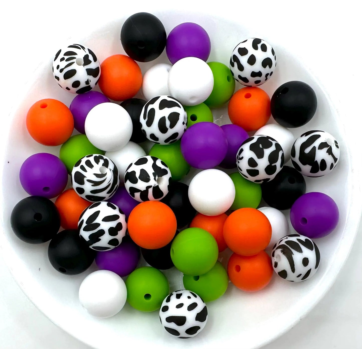 50pcs 15mm Silicone Solid and Printed Round Beads Mix Kits for Beadable Pen Keychain Car Charm Crafting Jewelry Making DIY Bracelet Wristlets Cup Charms Handmade Craft Supplies