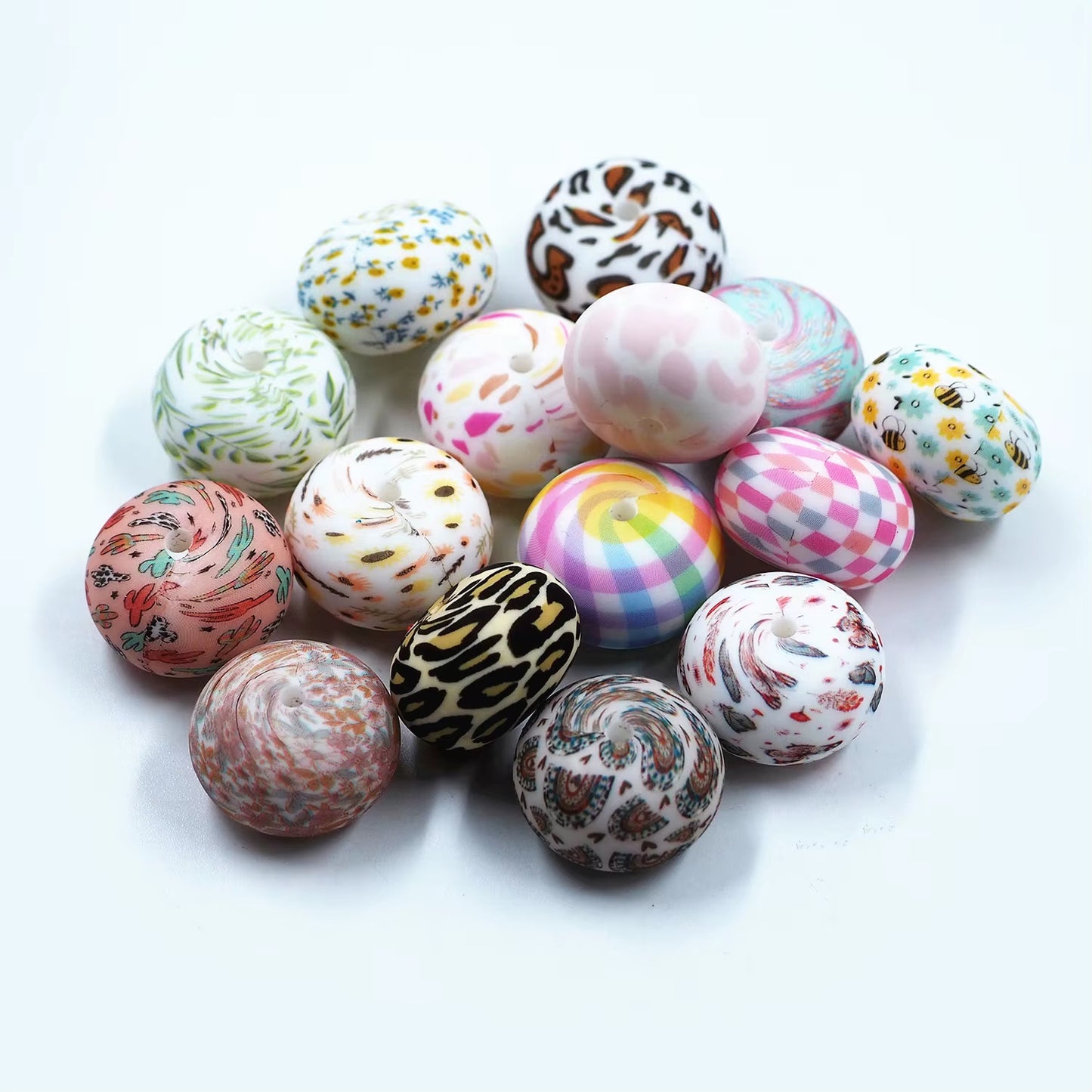 23mm Large Silicone Printed Abacus Beads for DIY Crafts Keychain Jewelry Making
