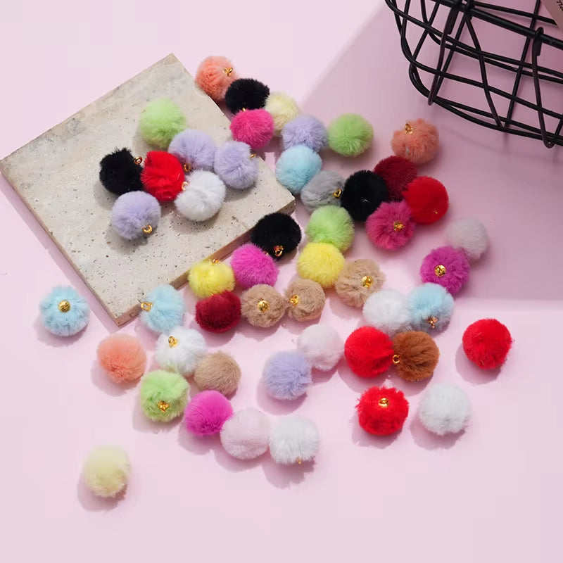 20mm Fur Pom Pom Ball Pendant, Faux Fox Fur Fabric Pendant , Fur Balls Charm Pendant, Furry Charm, Furry Earring Charm, Jewelry Pendant