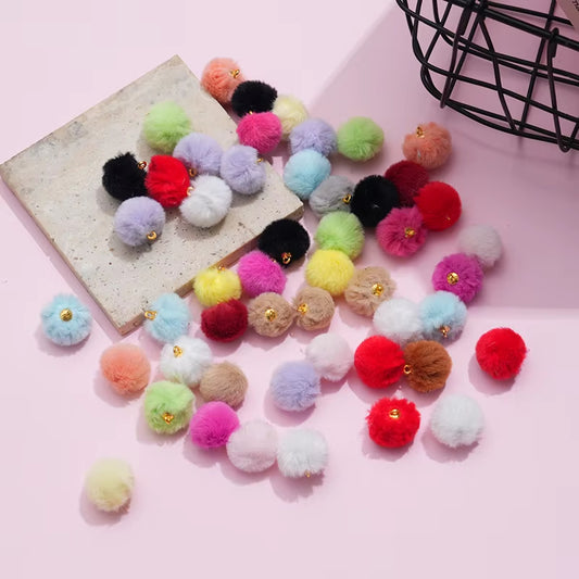 20mm Fur Pom Pom Ball Pendant, Faux Fox Fur Fabric Pendant , Fur Balls Charm Pendant, Furry Charm, Furry Earring Charm, Jewelry Pendant