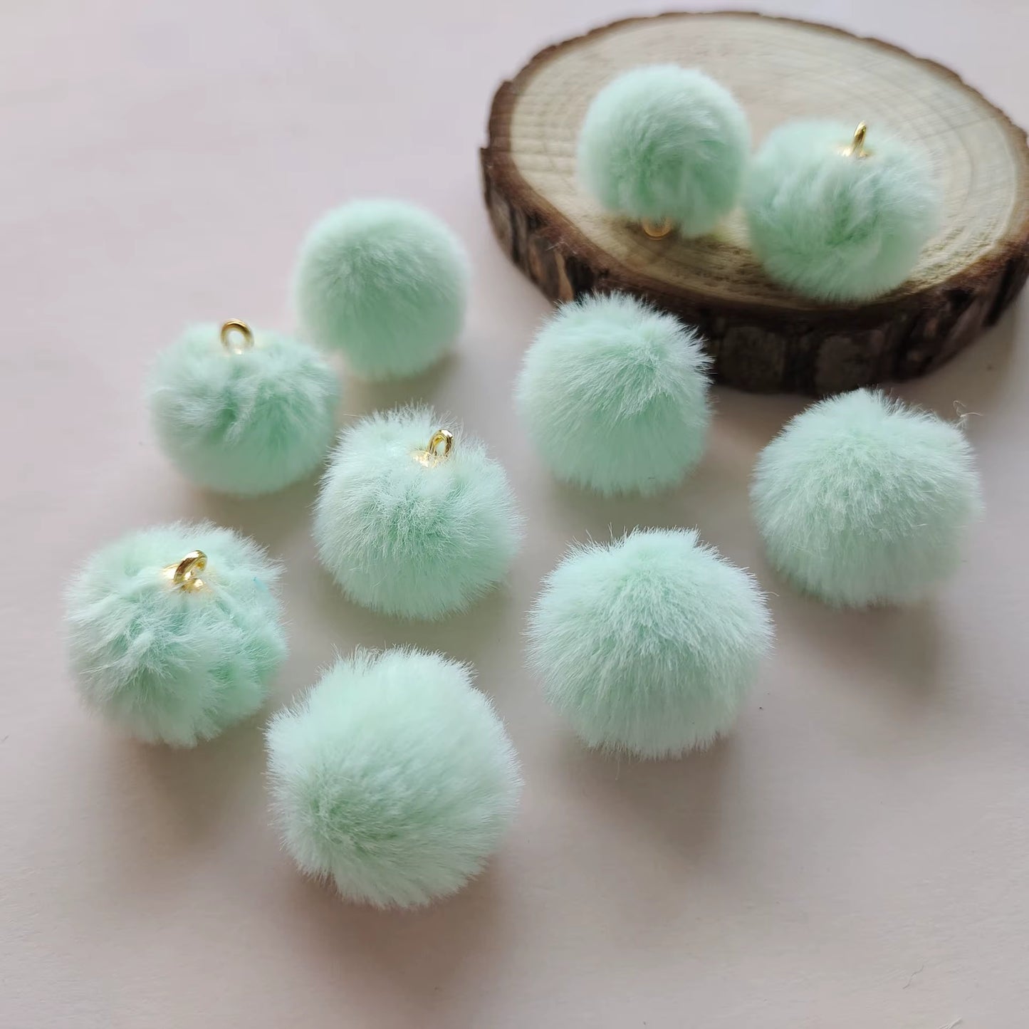 20mm Fur Pom Pom Ball Pendant, Faux Fox Fur Fabric Pendant , Fur Balls Charm Pendant, Furry Charm, Furry Earring Charm, Jewelry Pendant