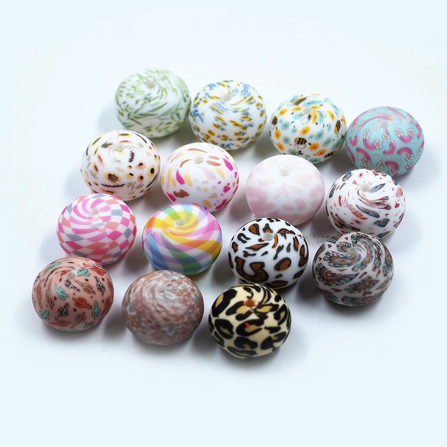 23mm Large Silicone Printed Abacus Beads for DIY Crafts Keychain Jewelry Making