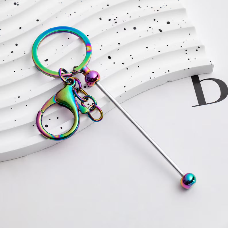Beadable Bar Blank Keychains, Bar keychain,Beadable Metal Keychains,Beaded Crafts, Plated Metal Keyrings and Swivel Clasps, DIY Crafting