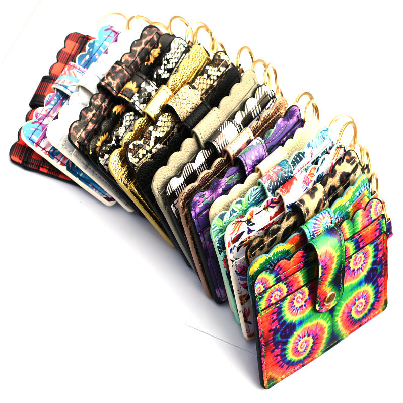 Leopard/Flower/butterfly Patterns Women Slim Credit Card Holder Mini Front Pocket Wallet Coin Purse Keychain