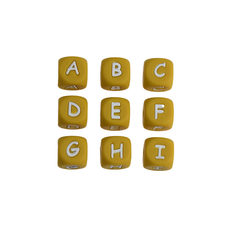 26pcs/pack 12mm Square Cube Letter Silicone Beads, Silicone Letters Beads, English Alphabet Letter Beads, Soft Loose Beads, Jewelry Craft Making