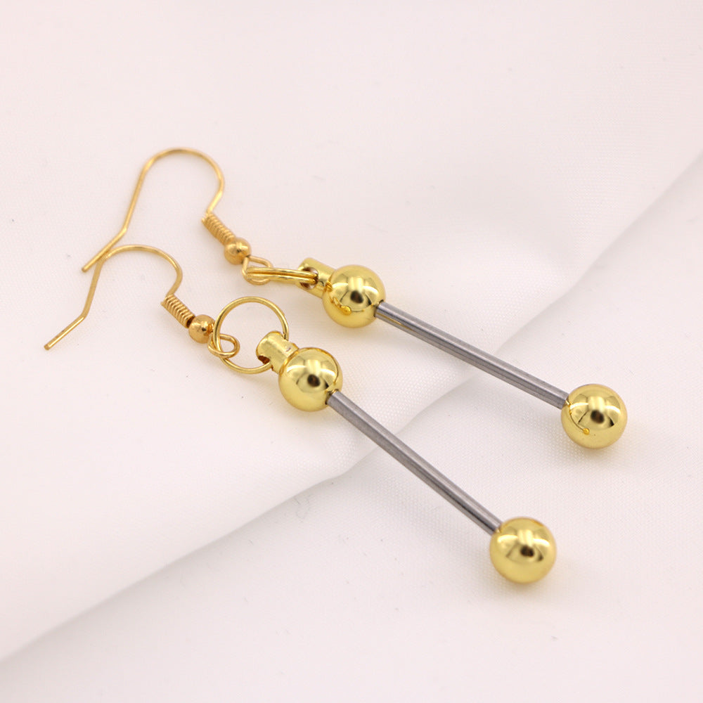 Personalized Custom DIY Metal Beadable Earrings Blank Bar Add Gems Jewels Quartz Beads Charm Novelty Stylish INS Beaded Earring
