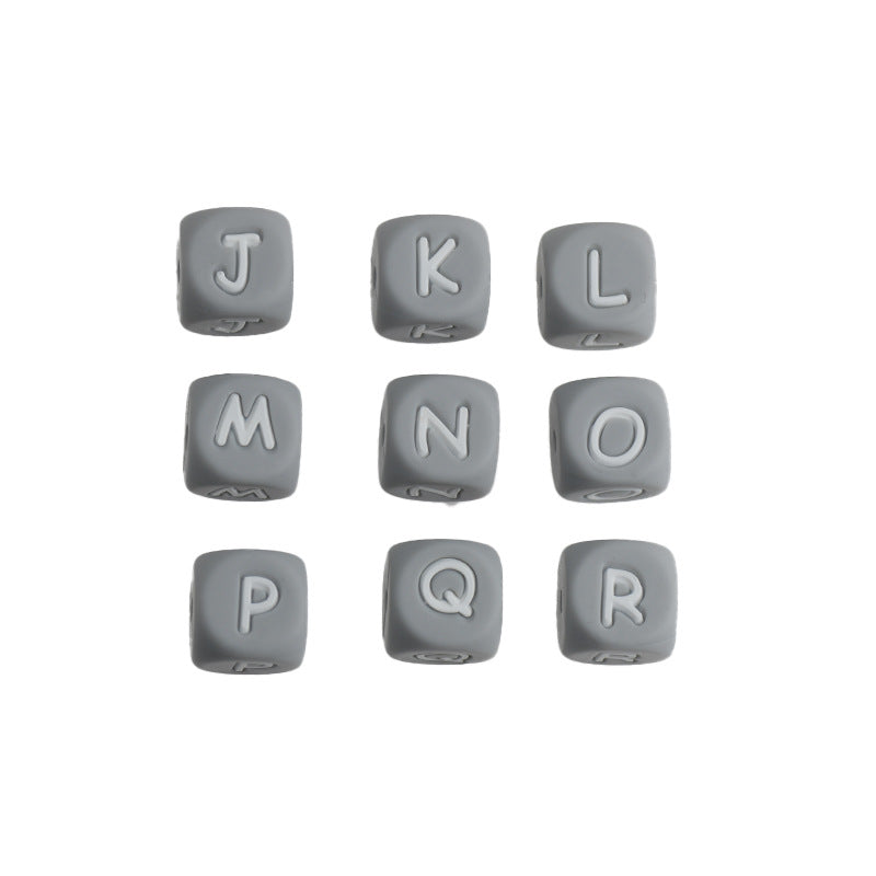 26pcs/pack 12mm Square Cube Letter Silicone Beads, Silicone Letters Beads, English Alphabet Letter Beads, Soft Loose Beads, Jewelry Craft Making