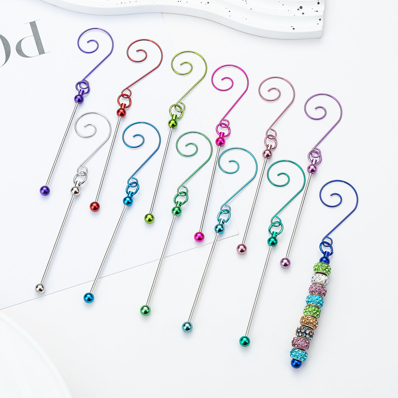 Christmas Tree Hangers,Beadable Blank Christmas Tree Hangers,Christmas Tree Hooks,Ornament Hooks,DIY Christmas Hooks