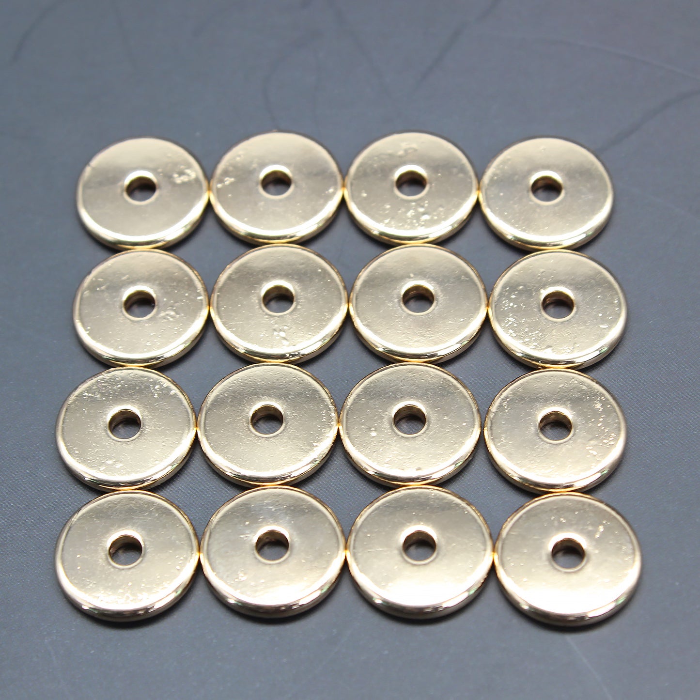 15mm shiny flat disc metal spacer for diy crafting,beadable pen keychain car charm jewelry making
