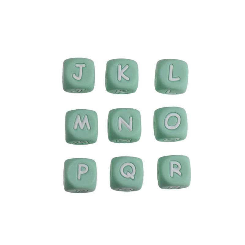 26pcs/pack 12mm Square Cube Letter Silicone Beads, Silicone Letters Beads, English Alphabet Letter Beads, Soft Loose Beads, Jewelry Craft Making