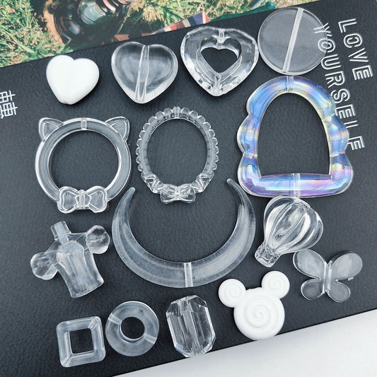 02 Clear base blank beads accessory for DIY fancy pens beads keychain phone chain car charm jewelry making