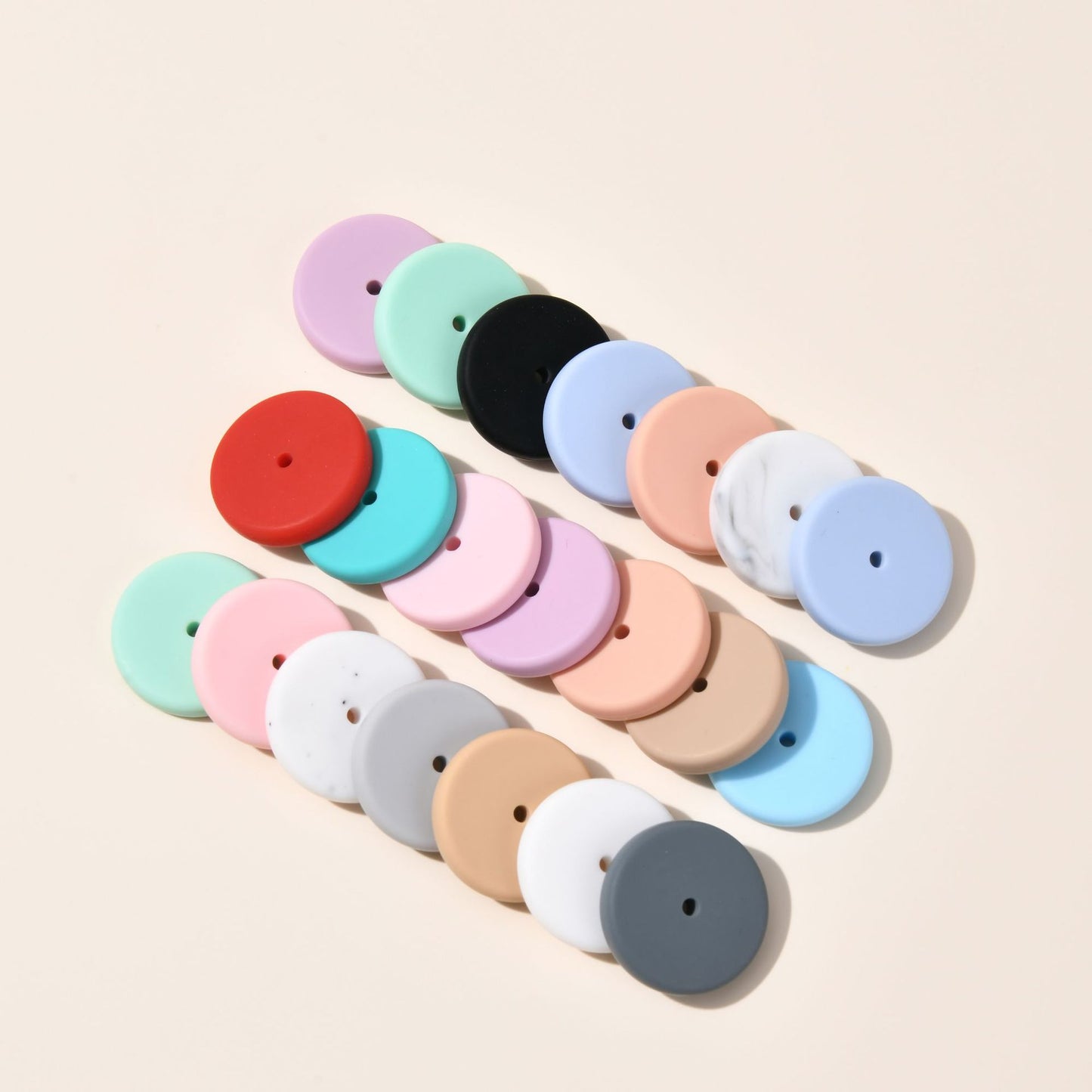 25mm Flat Round Silicone Beads Coin Loose Beads for DIY Pen Keychain Necklace Bracelet Earring Pendants Jewelry Making