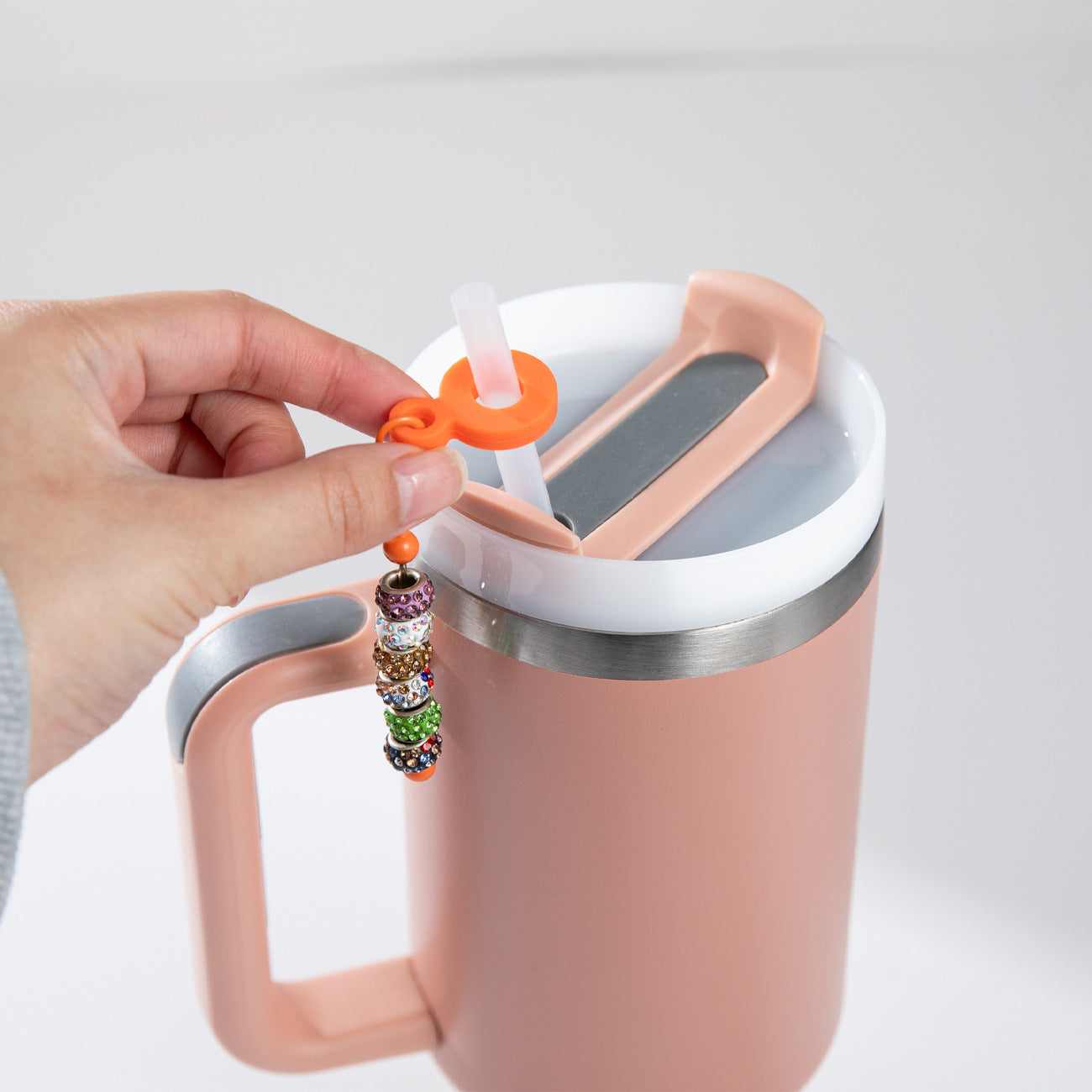 Beadable Cup Charm, Straw Charm Blank Bar for Cup Pendant Ornament, DIY Beaded Cup Charm
