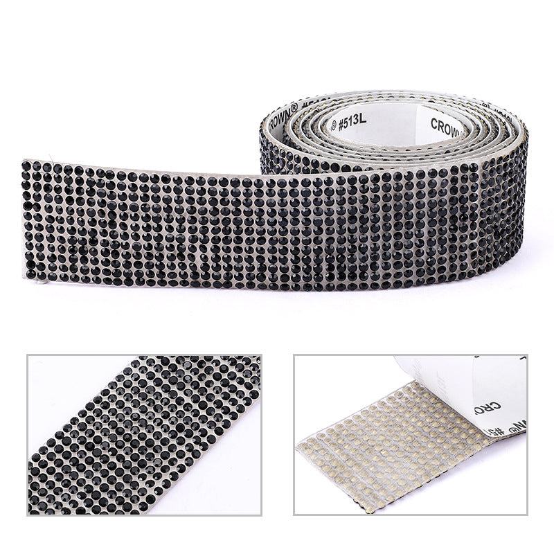 Self Adhesive Rhinestone Wrap Strip Roll Diamond Tape 1 Yard (91.44cm) 12 Row Super Sparkly Crystal For DIY Making