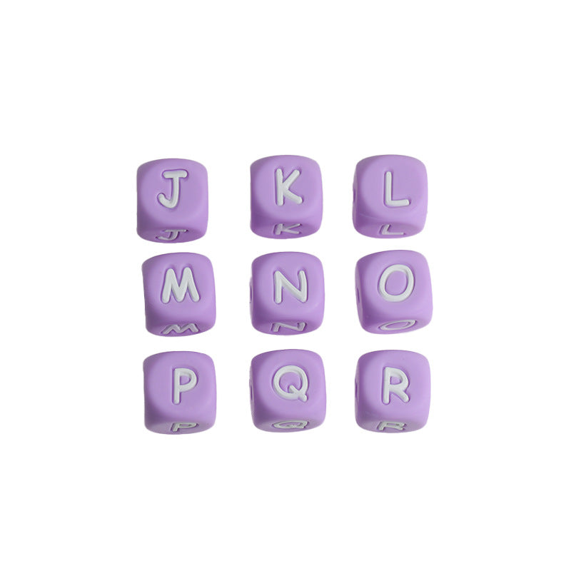 26pcs/pack 12mm Square Cube Letter Silicone Beads, Silicone Letters Beads, English Alphabet Letter Beads, Soft Loose Beads, Jewelry Craft Making