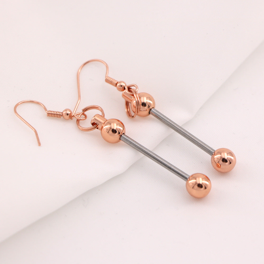 Personalized Custom DIY Metal Beadable Earrings Blank Bar Add Gems Jewels Quartz Beads Charm Novelty Stylish INS Beaded Earring
