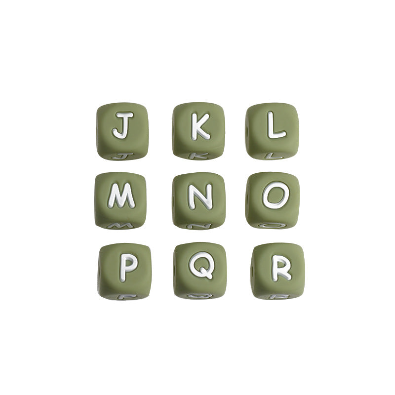 26pcs/pack 12mm Square Cube Letter Silicone Beads, Silicone Letters Beads, English Alphabet Letter Beads, Soft Loose Beads, Jewelry Craft Making