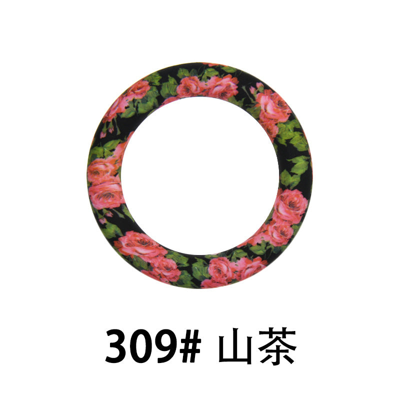 65mm Silicone Printed Ring, Round Silicone Solid Glitter Ring with 2 hole,Silicone beadable O rings,Silicone Loop for Car Hanging Charm Making