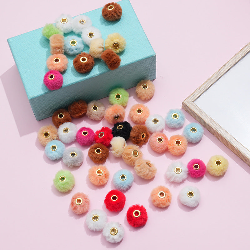 20mm Fuzzy Beads Spacer, Soft Furry Spacer,Mix Color Faux Furry Beads, Beads For Pen, Large Hole Spacer Beads
