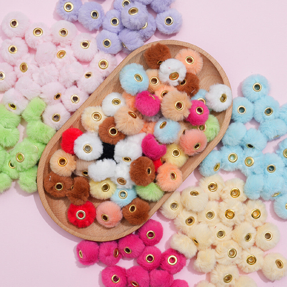 20mm Fuzzy Beads Spacer, Soft Furry Spacer,Mix Color Faux Furry Beads, Beads For Pen, Large Hole Spacer Beads