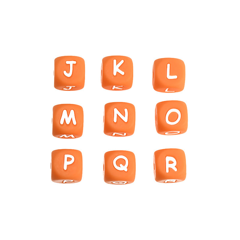 26pcs/pack 12mm Square Cube Letter Silicone Beads, Silicone Letters Beads, English Alphabet Letter Beads, Soft Loose Beads, Jewelry Craft Making