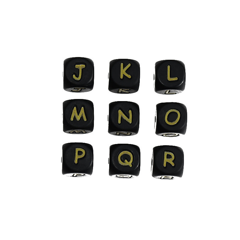 26pcs/pack 12mm Square Cube Letter Silicone Beads, Silicone Letters Beads, English Alphabet Letter Beads, Soft Loose Beads, Jewelry Craft Making