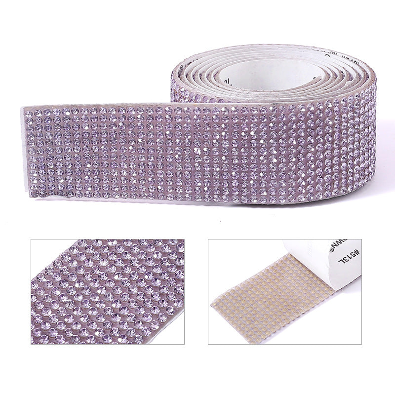 Self Adhesive Rhinestone Wrap Strip Roll Diamond Tape 1 Yard (91.44cm) 12 Row Super Sparkly Crystal For DIY Making